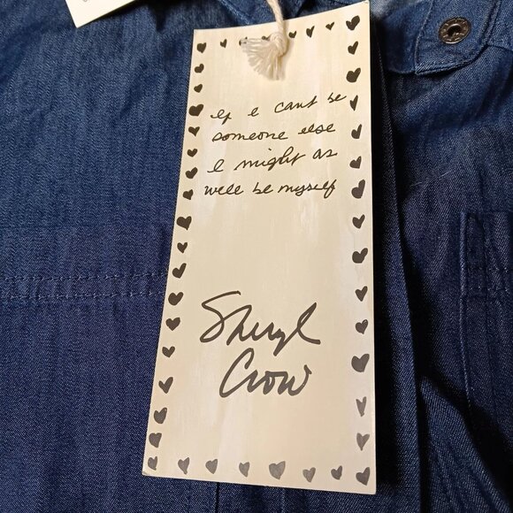 Cheryl Crow Be Myself Medium Shirt Long Sleeve Blue Chambray Butterfly Snap READ - Picture 5 of 12